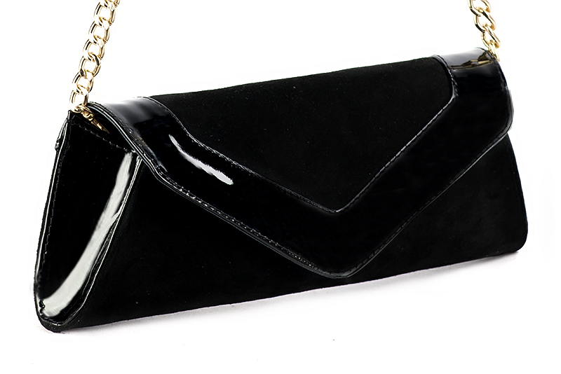 Matt black women's dress clutch, for weddings, ceremonies, cocktails and parties. Front view - Florence KOOIJMAN